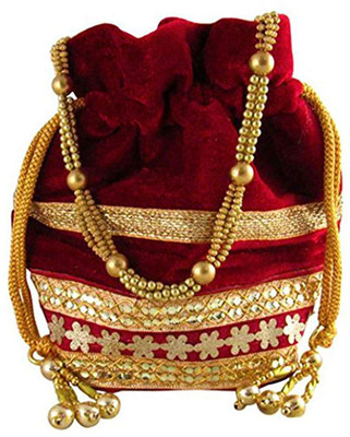 

Dms Retail Ethnic Velvet Potli Bags For Wedding For Women And Girls Maroon Potli(Maroon)