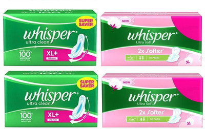 

Whisper Ultra Clean & Ultra Soft sanitry pads Sanitary Pad(Pack of 120)