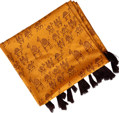 Indha Craft Self Design Orange Colour Hand Block Printed Voile ( Cotton) Girls & Women Stole Flipkart