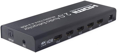 

Microware 4X1 HDMI 2.0 Switcher with Audio Extractor Support SPDIF + L/R 4K/60Hz YUV 4:4:4 HDR Media Streaming Device(Black)
