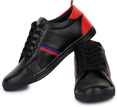 

D-SNEAKERZ Synthetic Leather Casual Partywear PVC Sole Sneakers Shoes For Men's And Boys Sneakers For Men(Black