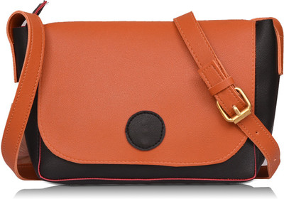 

Aisna Women Evening/Party, Casual Black, Tan PU Sling Bag