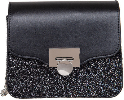 

peaubella Women Evening/Party Black Synthetic Leather Sling Bag