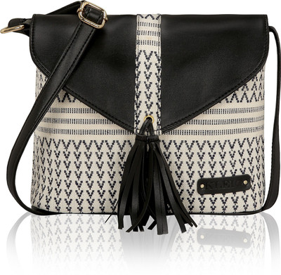 

Kleio Women Casual Beige, Black Fabric Sling Bag