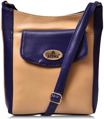 

Aisna Women Casual Beige, Purple PU Sling Bag