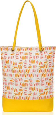 

Kleio Women Casual White, Yellow Canvas Tote