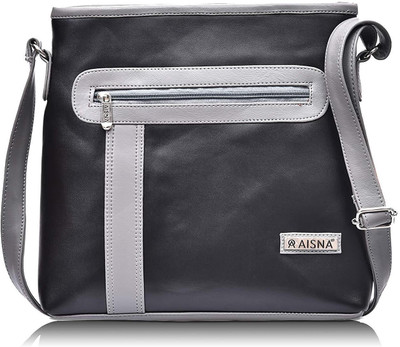 

Aisna Women Casual Black, Grey PU Sling Bag