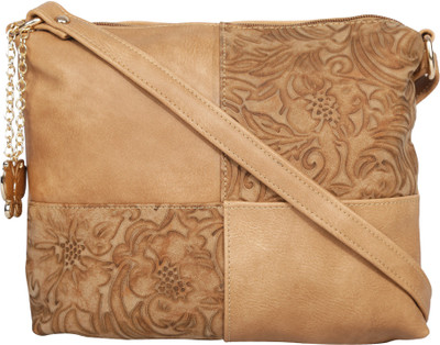Butterflies Women Casual Beige PU Sling Bag