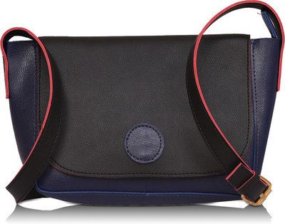 

Aisna Women Evening/Party, Casual Blue, Black PU Sling Bag, Black;blue