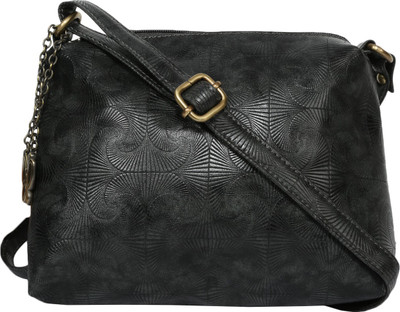 Butterflies Women Casual Black PU Sling Bag