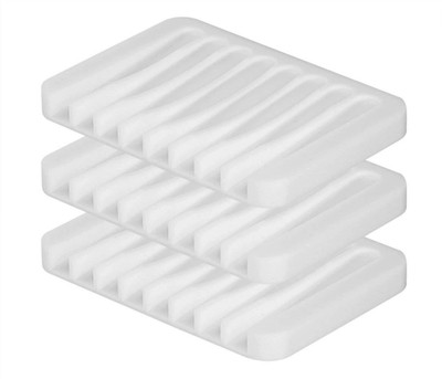 

Ramkuwar Soap Holder, Soap Dish Stand Saver Tray Case for Shower, Silicone Dishes for Bathroom Kitchen Counter Sink for Bar Soap Sponge, Keep Soap Bars Dry and Clean. Pack of 3 White(White)
