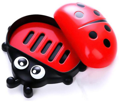 

Majik Bathroom Accessories Soap Box, Kids Soap Case, Lady Bug Soap Cas(Red)