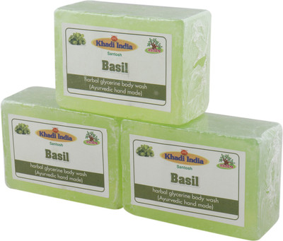 

Khadi India Santosh Basil Harbal Glycerin Body Wash Soap (Ayurvedic Hand Made) (Pack of 3)(375 g, Pack of 3)