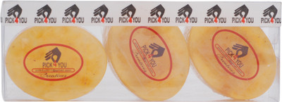 

Pick4you SANDAL -TURMERIC Glycerine Based Herbal Homemade Skin Friendly Fragranced Soap set of 3(300 g, Pack of 3)
