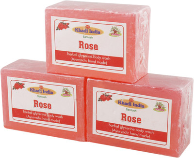 

Khadi India Santosh Rose Harbal Glycerin Body Wash Soap (Ayurvedic Hand Made) (Pack of 3)(375 g, Pack of 3)