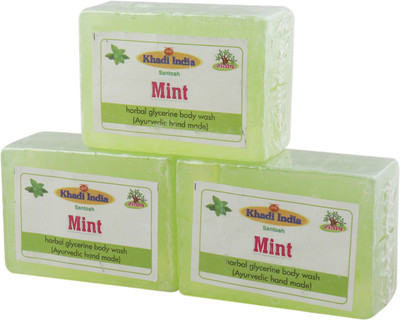 

Khadi India Santosh Mint Harbal Glycerin Body Wash Soap (Ayurvedic Hand Made) (Pack of 3)(375 g, Pack of 3)