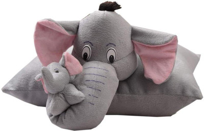 

shah brothers enterprises Premium Quality Elephant Pillow For Kids - 42 cm(Grey)