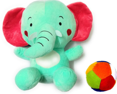 

R S ENTERPRISES CHILD GIFT PACK with elephant Cute soft toy and 1 small boll Stuffed Cartoon Toy For kids birthday gift return gift love girl - 33 CM - 33 cm(Green)