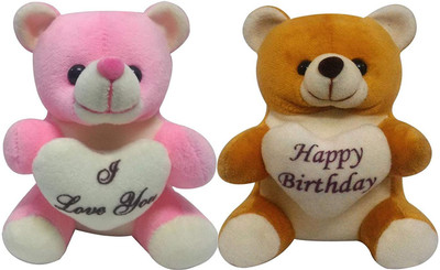 

Natali Traders Soft Teddy Gift for Girls - I Love You Teddy with Happy Birthday Teddy - 7 inch(Pink, Brown), Brown;pink