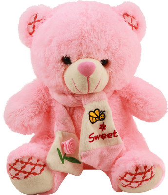 

Miss & Chief Teddy Bear Stuff Toy With Muffler - 30 cm(Pink)