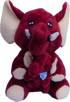 Aarika Soft toy Cute ELEPHANT (MAROON COLOUR) - 35 cm(Maroon)
