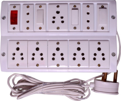 

RUHAILA Extension Board multi utility 8 Anchor Socket (5 Amp) with Fuse and indicator with 4 meter cord with 15 Amp plug 8 Socket Surge Protector(White)