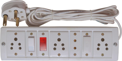 

RUHAILA 3 ( 3 PIN )+1 (2 PIN)SOCKET+INDICATOR+FUSE WITH 4 METER HEAVY WIRE WITH 16 AMP PLUG 4 Socket Surge Protector(White)