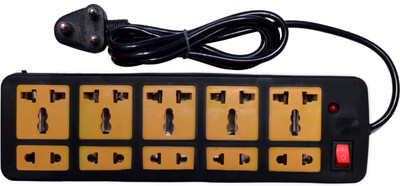 

RUHAILA 10 socket 5( 3pin)+5(2pin) multiutility extension board with 1.35 meter cord with on/off imdicator 10 Socket Surge Protector(Multicolor)