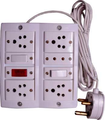 RUHAILA 5( Anchor) socket extension board with 4 meter wire with 15 Amp plug 5 Socket Surge Protector(White)