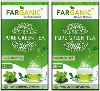 

FARGANIC Tulsi Green Tea Bag 100% Certified Organic Green Tea as per NPOP and USDA-NOP 50 Tea Bags Tulsi Green Tea Bags(50 Bags, Box)