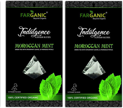 

FARGANIC PACK OF 2 Moroccan Mint Green Tea. Premium Green Tea Infusions- 30 Pyramid Tea Bags Mint Green Tea Bags(30 Bags, Box)