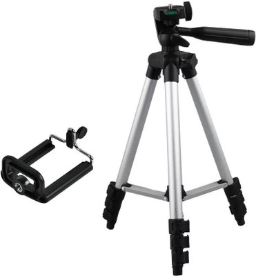 

BUY SURETY Adjustable Portable Lightweight Camera Stand Mobile stand Tripod-3110 With Three-Dimensional Head & Quick Release Plate For Video Cameras Digital Cameraand mobile clip holder for Mobiles Smartphones Tripod(Silver & Black, Supports Up to 1500)