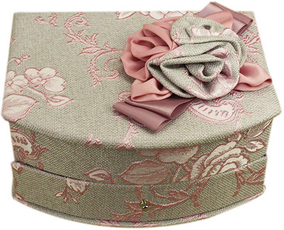 

AVMART Pink Floral Fabric Wood Cosmetic, Makeup, Jewellery, Storage Travel Organizer Vanity Box, Gift, Home Decor, Utility Box (16x21 cm) V-2 Makeup box, Jewellery box, Cosmetic Vanity Box(Multicolor)