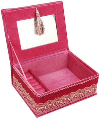 

AVMART Pink Velvet Fabric Wood Cosmetic, Makeup, Jewellery, Storage Travel Organizer Vanity Box, Gift, Home Decor, Utility Box MAKEUP Vanity Box(Pink)
