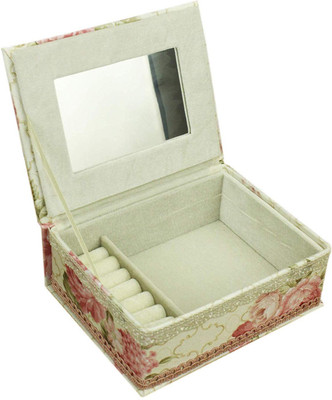 

AVMART Floral Fabric Wood Cosmetic, Makeup, Jewellery, Storage Travel Organizer Vanity Box, Gift, Home Decor, Utility Box MAKEUP Vanity Box(Pink & White)