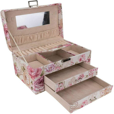 

AVMART Floral Pink Flower Cosmetic Organizer Makeup, Multi Purpose, Fashion, Jewellery Vanity Box (White, Pink) MAKEUP Vanity Box(Multicolor)