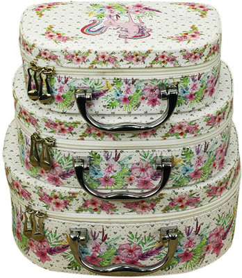 

ZEVORA Set of Three White Horse Cosmetic, Makeup, Jewellery, Storage Travel Organiser Vanity Box, Gift, Home Decor, Utility Box (L-25x18, M-23x15, S-20x12) H-3 Storage Box Vanity Box(White)