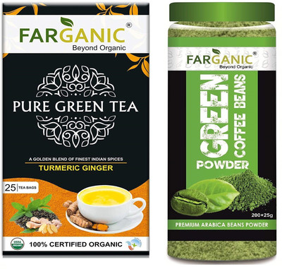 

FARGANIC Turmeric Green Tea 25 Tea Bags With Green Coffee Beans Powder 225 g(225 g)