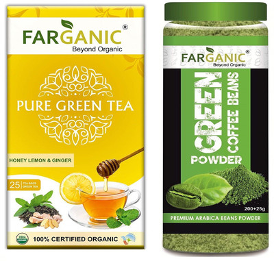 

FARGANIC Green Coffee Beans Powder (200) With Lemon Ginger Honey 25 Tea bags(200 g)