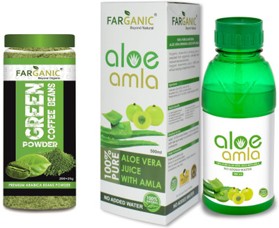 

FARGANIC 100% Organic Green Coffee Beans Powder 200 gm With Aloe Vera Amla Juice 500 ml(500 ml)