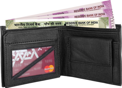 

MenStylam Men Black Artificial Leather Wallet(4 Card Slots)