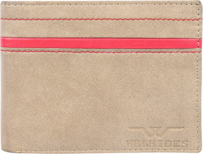 

WELHIDES Men Beige Artificial Leather Wallet(7 Card Slots), Beige:red