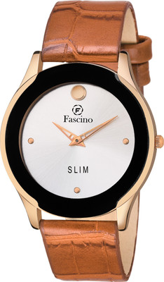 

fascino Analog Round Silver Dial Slim Watch with Leather Belt FCW 1242-CP Watch - For Men