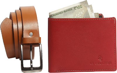 

SS CREATION Wallet, Belt Combo(Red, Brown)
