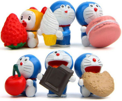 

Toy Mela A Dream Doraemon 6 Pcs. Food Gourmets Dim Sum Makaron Strawberry Decoration 3-5 Cms. Action Figure(Multicolor)