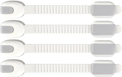 

BabySafeHouse Multi-Utility Safety Latch 4 piece for Cabinet, Drawer, Fridge, Toilet with Adjustable Strap for baby child infant Safety Lock with strongest adhesive Grey Color(White and Grey)