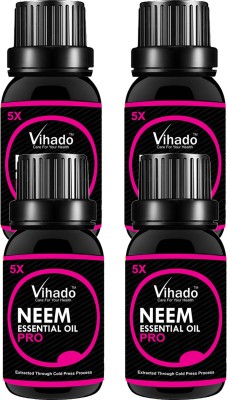 

VIHADO 5X PRO Pure Neem Oil (Azadirachta Indica) 100% Natural Cold Pressed (10 ml) (pack of 4)(10 ml)