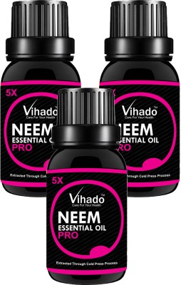 

VIHADO 5X PRO Pure Neem Oil (Azadirachta Indica) 100% Natural Cold Pressed (10 ml) (pack of 3)(10 ml)