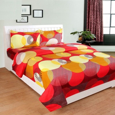 Shrya 140 TC Polycotton Double Abstract Flat Bedsheet(Pack of 1, Red)