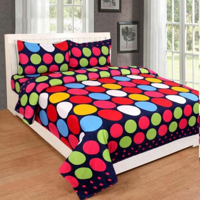 Shrya 140 TC Polycotton Double Abstract Flat Bedsheet(Pack of 1, Green)